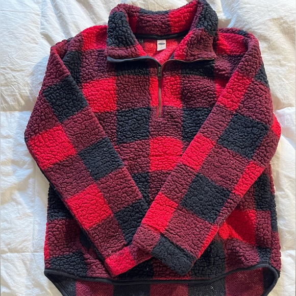 Old Navy- Plaid Quarter Zip Fleece Hoodie - Picture 9 of 9